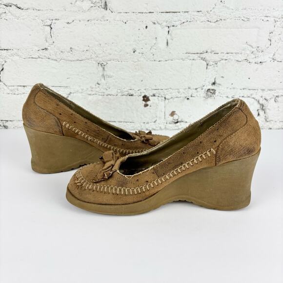 Vintage 90’s Y2K Bongo Faux Suede Wedge Platforms - Picture 9 of 11